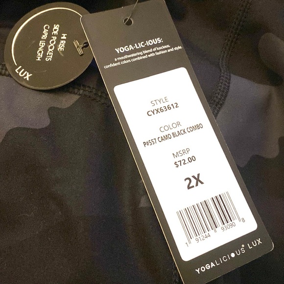 (B37) YOGALICIOUS Lux Supportive Waistband Ankle Leggings, Size 2X, NWT - Picture 4 of 4